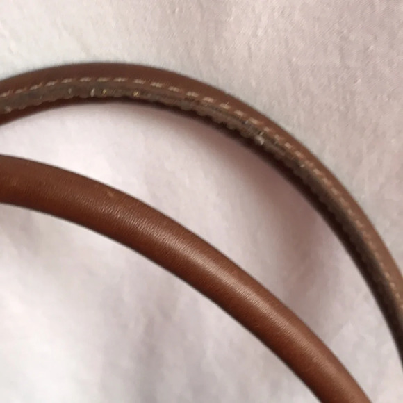 Chaps black nylon bag with brown trim, silver-tone hardware - Picture 5 of 7